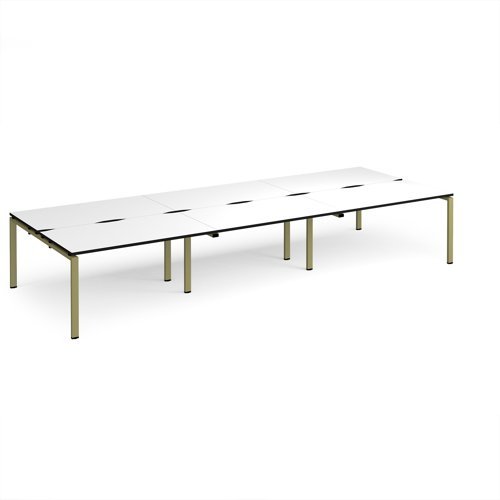 Adapt triple back to back desks 4200mm x 1600mm - green frame White Top black edge - E4216-GN-WK