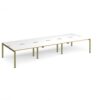 Adapt triple back to back desks 4200mm x 1600mm - green frame White Top oak edge - E4216-GN-WO