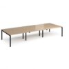 Adapt triple back to back desks 4200mm x 1600mm - black frame Kendal Oak Top - E4216-K-KO