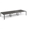 Adapt triple back to back desks 4200mm x 1600mm - black frame storm grey top - E4216-K-OG