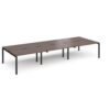 Adapt triple back to back desks 4200mm x 1600mm - black frame Walnut top - E4216-K-W