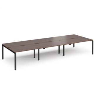 Adapt triple back to back desks 4200mm x 1600mm - black frame Walnut top - E4216-K-W