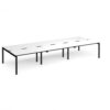 Adapt triple back to back desks 4200mm x 1600mm - black frame White Top black edge - E4216-K-WK