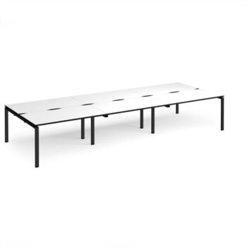 Adapt triple back to back desks 4200mm x 1600mm - black frame White Top black edge - E4216-K-WK