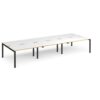 Adapt triple back to back desks 4200mm x 1600mm - black frame White Top with oak edging - E4216-K-WO
