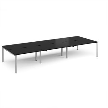 Adapt triple back to back desks 4200mm x 1600mm - silver frame black top - E4216-S-BK