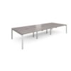 Adapt triple back to back desks 4200mm x 1600mm - silver frame Grey Oak Top - E4216-S-GO
