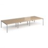 Adapt triple back to back desks 4200mm x 1600mm - silver frame Kendal Oak Top - E4216-S-KO