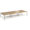 Adapt triple back to back desks 4200mm x 1600mm - silver frame Oak Top - E4216-S-O