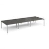 Adapt triple back to back desks 4200mm x 1600mm - silver frame storm grey top - E4216-S-OG
