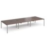 Adapt triple back to back desks 4200mm x 1600mm - silver frame Walnut top - E4216-S-W