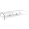 Adapt triple back to back desks 4200mm x 1600mm - silver frame White Top - E4216-S-WH