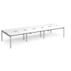 Adapt triple back to back desks 4200mm x 1600mm - silver frame White Top black edge - E4216-S-WK