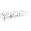 Adapt triple back to back desks 4200mm x 1600mm - silver frame White Top with oak edging - E4216-S-WO