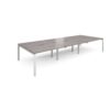 Adapt triple back to back desks 4200mm x 1600mm - white frame Grey Oak Top - E4216-WH-GO