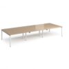 Adapt triple back to back desks 4200mm x 1600mm - white frame Kendal Oak Top - E4216-WH-KO