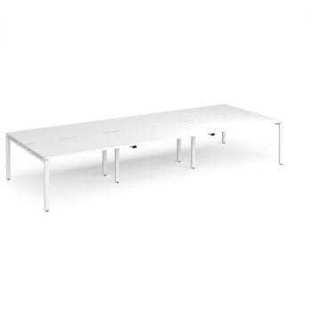 Adapt triple back to back desks 4200mm x 1600mm - white frame White Top - E4216-WH-WH