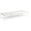 Adapt triple back to back desks 4200mm x 1600mm - white frame White Top with oak edging - E4216-WH-WO