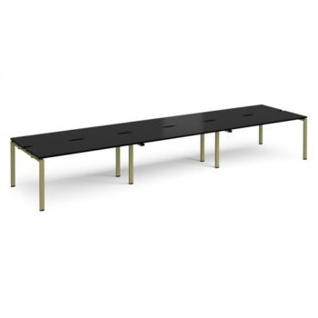 Adapt triple back to back desks 4800mm x 1200mm - green frame black top - E4812-GN-BK