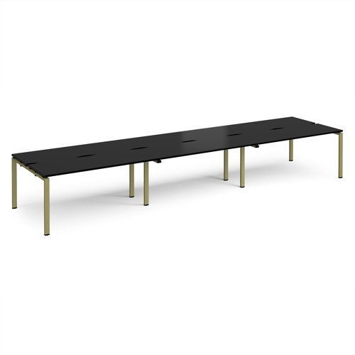 Adapt triple back to back desks 4800mm x 1200mm - green frame black top - E4812-GN-BK