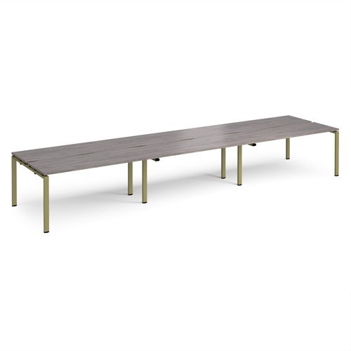 Adapt triple back to back desks 4800mm x 1200mm - green frame Grey Oak Top - E4812-GN-GO