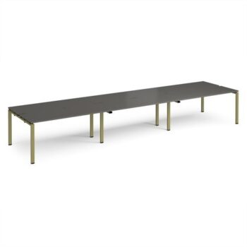 Adapt triple back to back desks 4800mm x 1200mm - green frame storm grey top - E4812-GN-OG