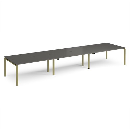 Adapt triple back to back desks 4800mm x 1200mm - green frame storm grey top - E4812-GN-OG