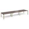 Adapt triple back to back desks 4800mm x 1200mm - green frame Walnut top - E4812-GN-W