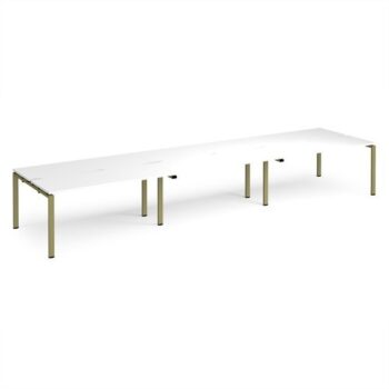 Adapt triple back to back desks 4800mm x 1200mm - green frame White Top - E4812-GN-WH