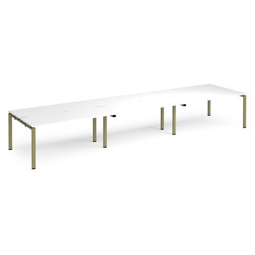 Adapt triple back to back desks 4800mm x 1200mm - green frame White Top - E4812-GN-WH