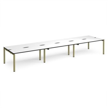 Adapt triple back to back desks 4800mm x 1200mm - green frame White Top black edge - E4812-GN-WK
