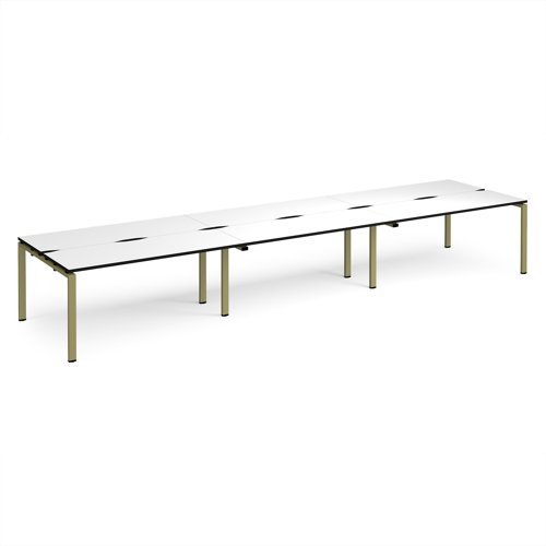 Adapt triple back to back desks 4800mm x 1200mm - green frame White Top black edge - E4812-GN-WK
