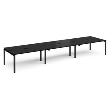 Adapt triple back to back desks 4800mm x 1200mm - black frame black top - E4812-K-BK