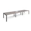Adapt triple back to back desks 4800mm x 1200mm - black frame Grey Oak Top - E4812-K-GO
