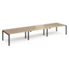 Adapt triple back to back desks 4800mm x 1200mm - black frame Kendal Oak Top - E4812-K-KO