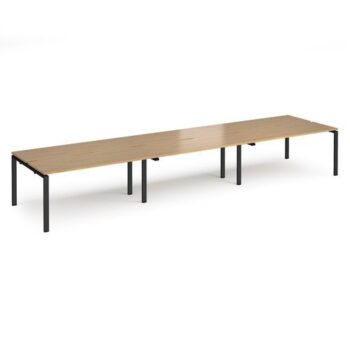 Adapt triple back to back desks 4800mm x 1200mm - black frame Oak Top - E4812-K-O