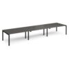 Adapt triple back to back desks 4800mm x 1200mm - black frame storm grey top - E4812-K-OG