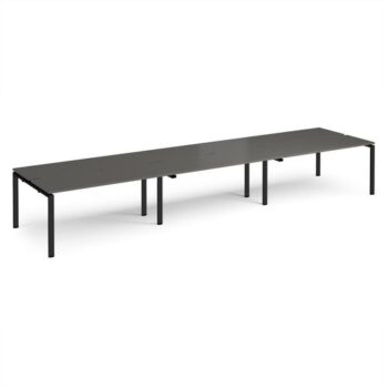 Adapt triple back to back desks 4800mm x 1200mm - black frame storm grey top - E4812-K-OG