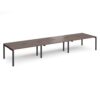 Adapt triple back to back desks 4800mm x 1200mm - black frame Walnut top - E4812-K-W