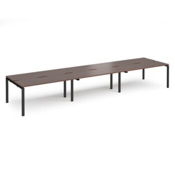 Adapt triple back to back desks 4800mm x 1200mm - black frame Walnut top - E4812-K-W