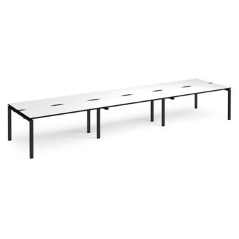 Adapt triple back to back desks 4800mm x 1200mm - black frame White Top black edge - E4812-K-WK