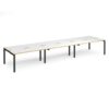 Adapt triple back to back desks 4800mm x 1200mm - black frame White Top with oak edging - E4812-K-WO