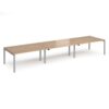 Adapt triple back to back desks 4800mm x 1200mm - silver frame Beech top - E4812-S-B