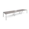 Adapt triple back to back desks 4800mm x 1200mm - silver frame Grey Oak Top - E4812-S-GO