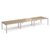 Adapt triple back to back desks 4800mm x 1200mm - silver frame Kendal Oak Top - E4812-S-KO
