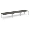 Adapt triple back to back desks 4800mm x 1200mm - silver frame storm grey top - E4812-S-OG