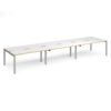 Adapt triple back to back desks 4800mm x 1200mm - silver frame White Top with oak edging - E4812-S-WO
