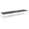 Adapt triple back to back desks 4800mm x 1200mm - white frame storm grey top - E4812-WH-OG