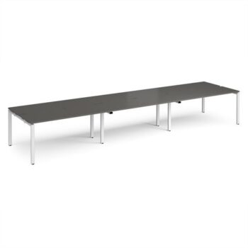 Adapt triple back to back desks 4800mm x 1200mm - white frame storm grey top - E4812-WH-OG