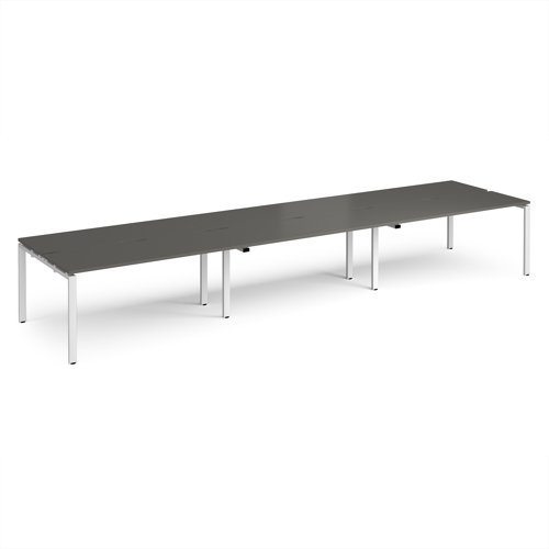 Adapt triple back to back desks 4800mm x 1200mm - white frame storm grey top - E4812-WH-OG